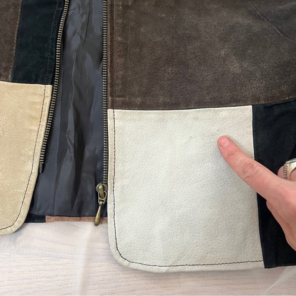 90s Neutral Leather Patchwork Jacket - image 4